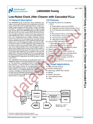 LMK04002BISQ/NOPB datasheet  